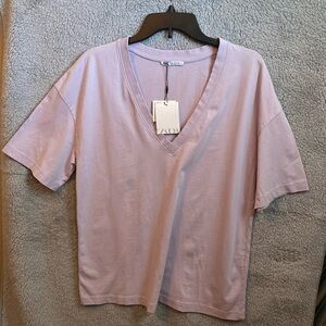 Women's Zara V-neck Tee Shirt, Pastel mauve, Medium